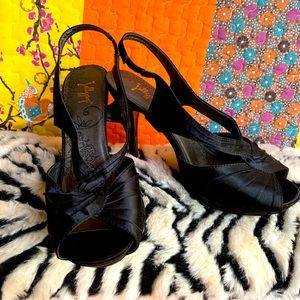 Jellypop Black Satin Heels
